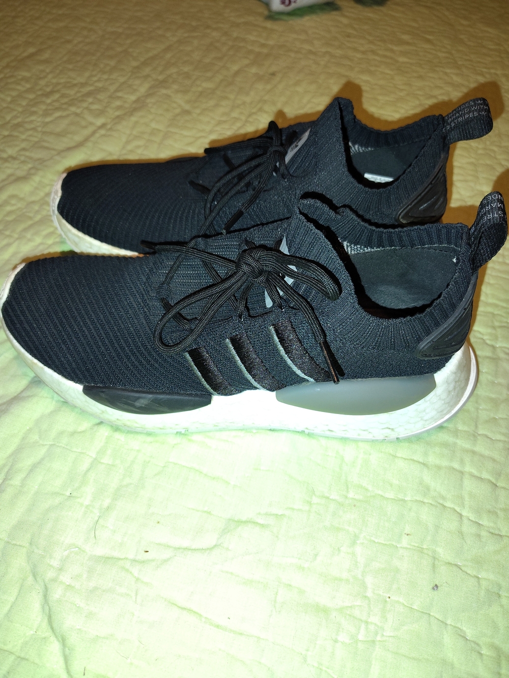 adidas Black Knit Athletic Slip-On Sneakers with White Midsole